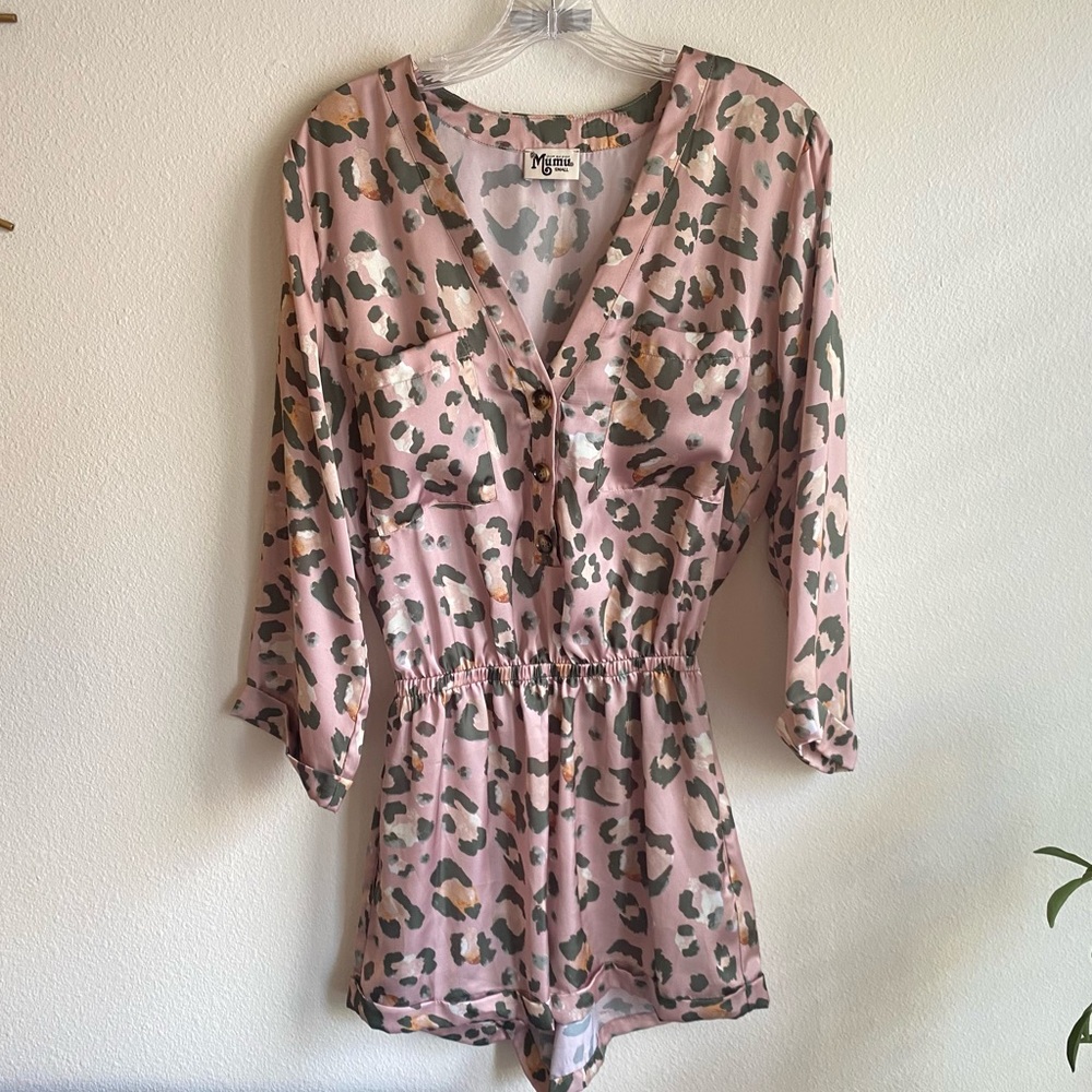 Show Me Your Mumu Walker Romper Pink Floral Mini Silky Size Small
